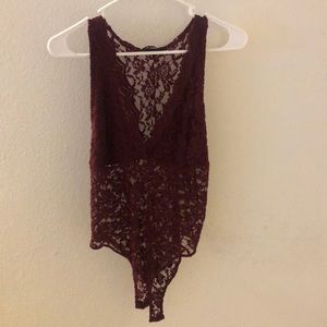 Maroon lace bodysuit
